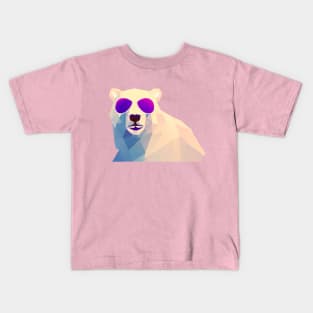 Cool Low Poly Polar Bear wearing Sunglasses Kids T-Shirt